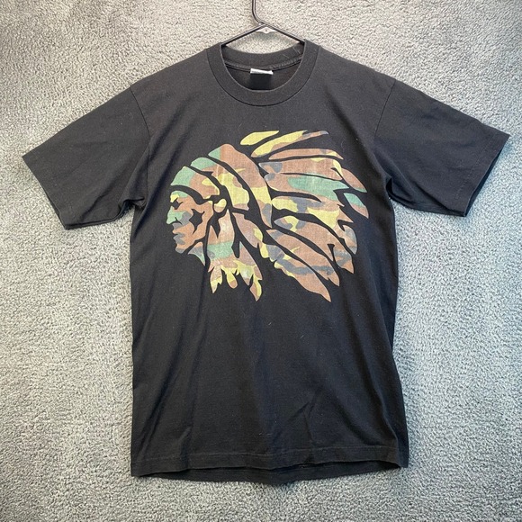 PRO Athletic Tops - Pro Athletic T-Shirt Large Camouflage Indian Chief Logo Tee Black‎ Menswear